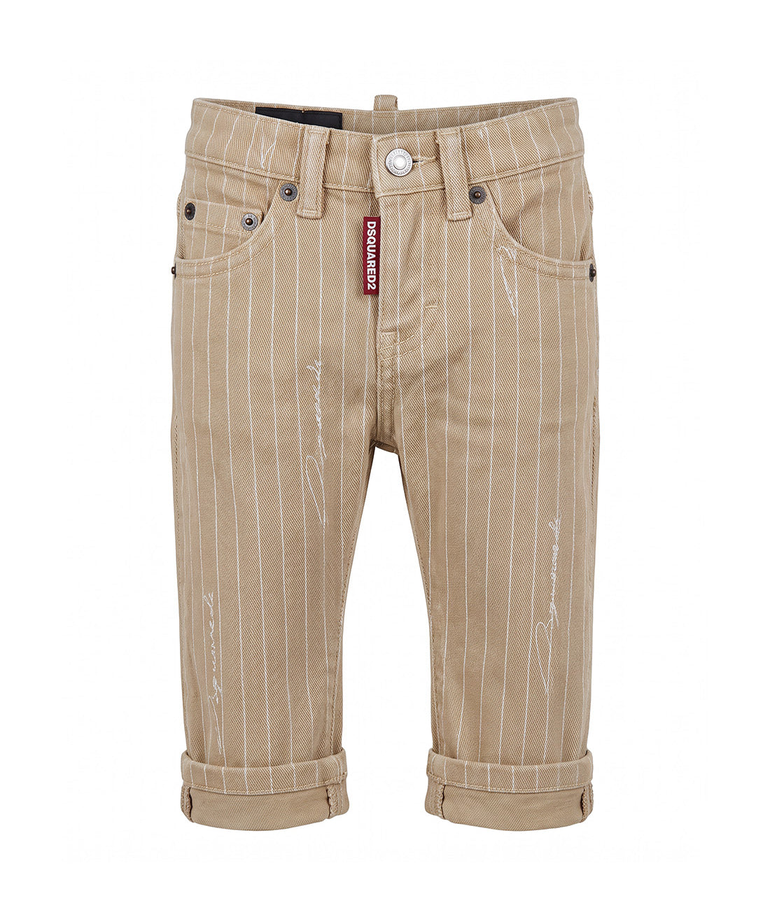 Dsquared2 Kids Pantalone Beige a Righe per Neonati