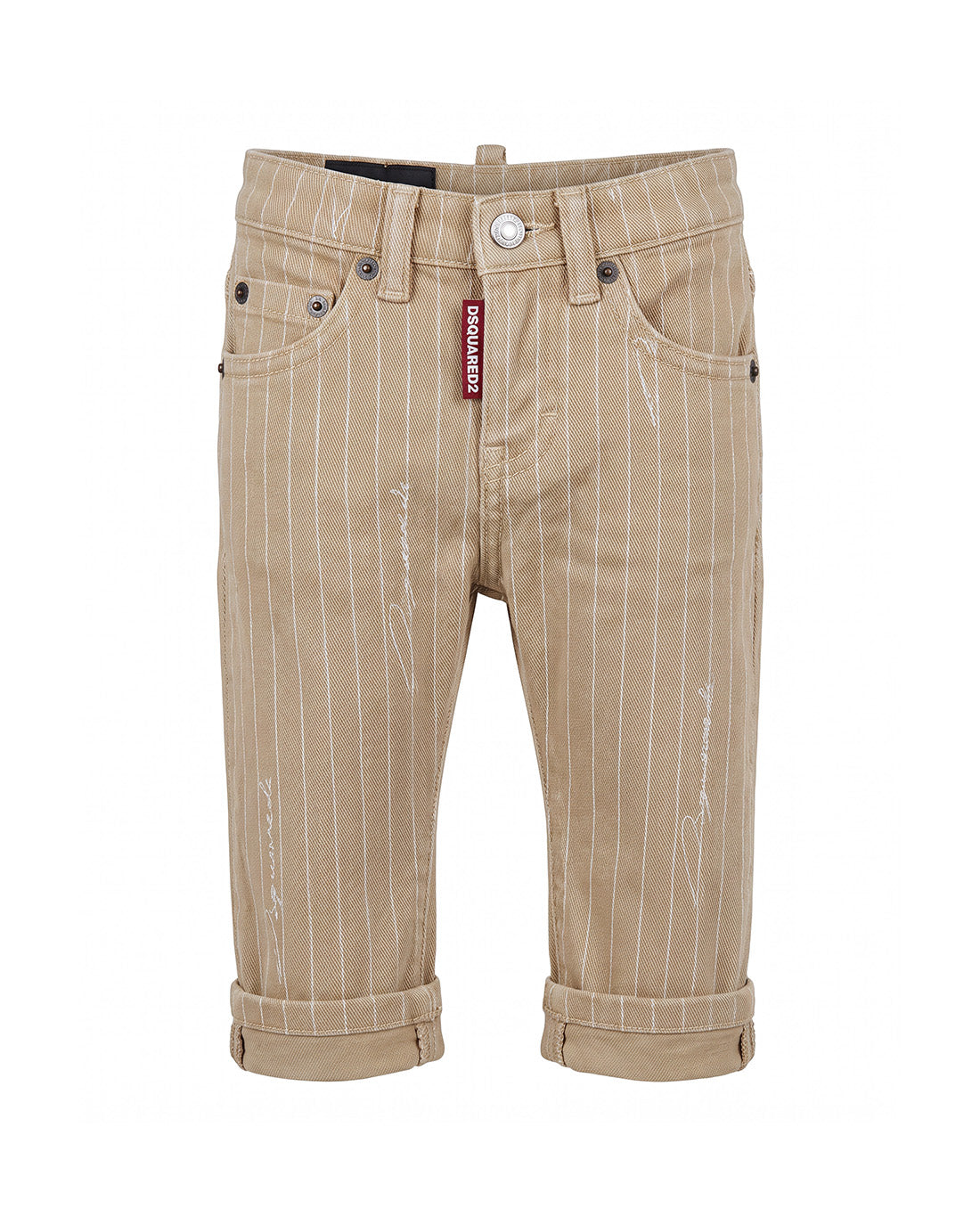 Dsquared2 Kids Pantalone Beige a Righe per Neonati