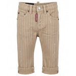 Dsquared2 Kids Pantalone Beige a Righe per Neonati