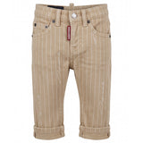 Dsquared2 Kids Pantalone Beige a Righe per Neonati