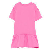 Moschino Kids Abito Fuxia con Gonna Rouches e Logo Teddy Bear per Bambine