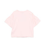Moschino Kids T-Shirt Rosa Crop con Manica Rouches per Bambine
