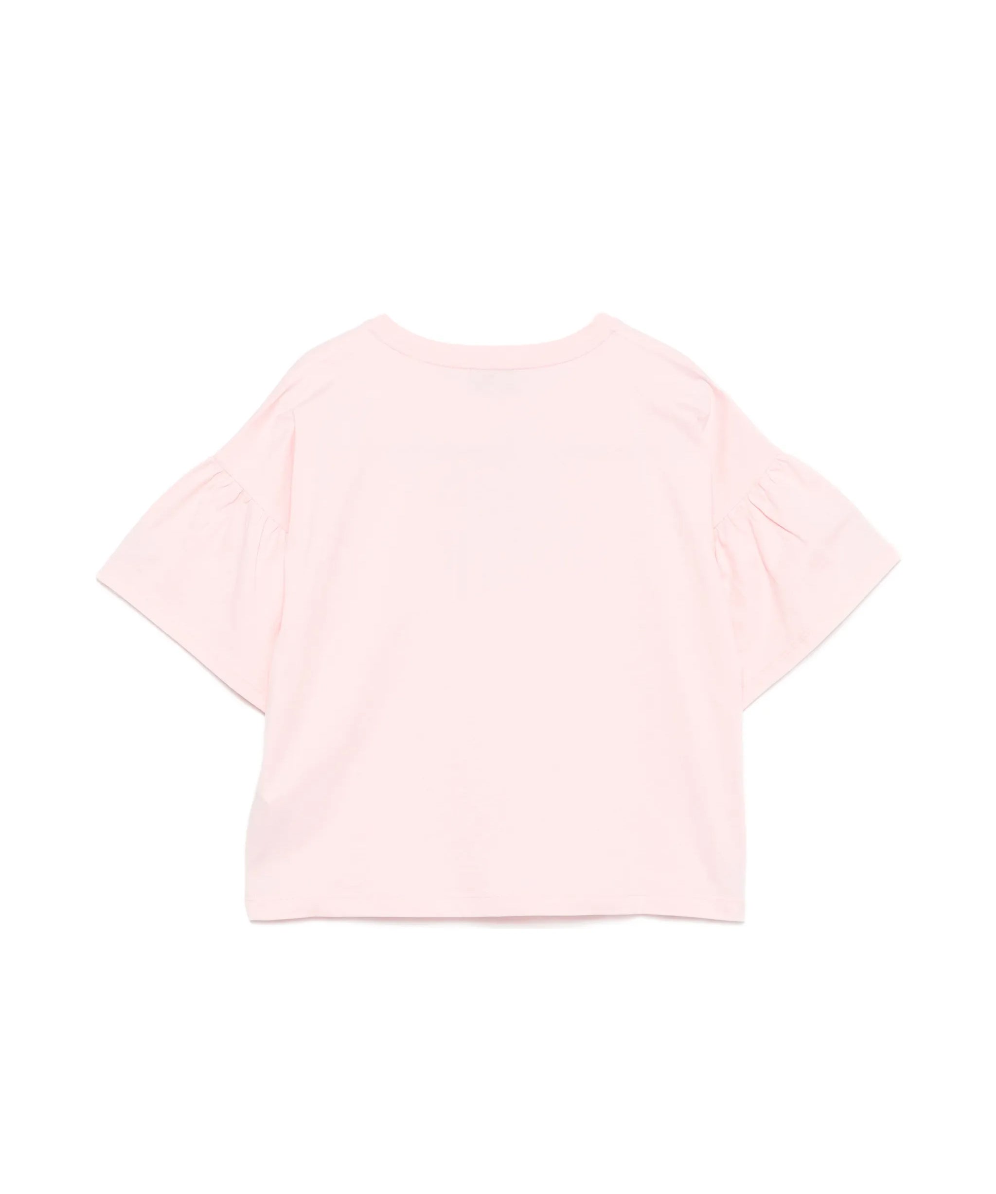 Moschino Kids T-Shirt Rosa Crop con Manica Rouches per Bambine
