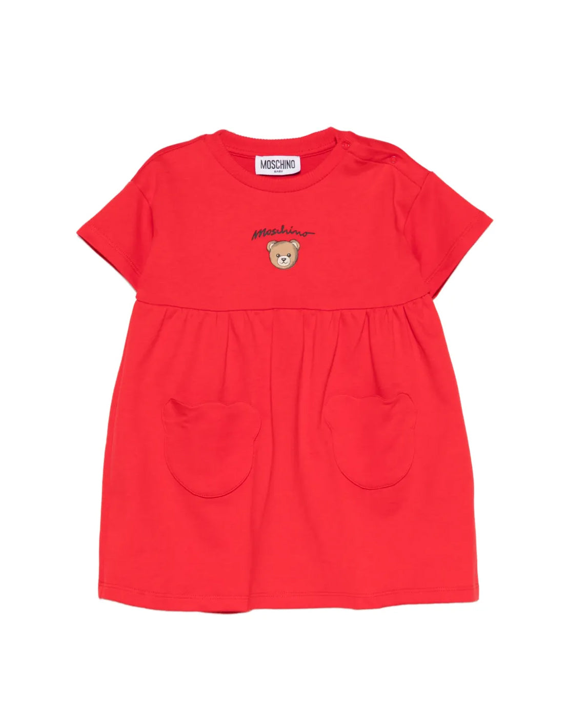Moschino Kids Abito Rosso Con Logo Teddy Bear per Neonate