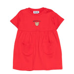 Moschino Kids Abito Rosso Con Logo Teddy Bear per Neonate