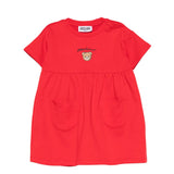 Moschino Kids Abito Rosso Con Logo Teddy Bear per Neonate