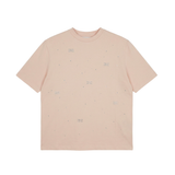 Elisabetta Franchi La Mia Bambina T-shirt Rosa con Strass Logo All-Over per Neonate