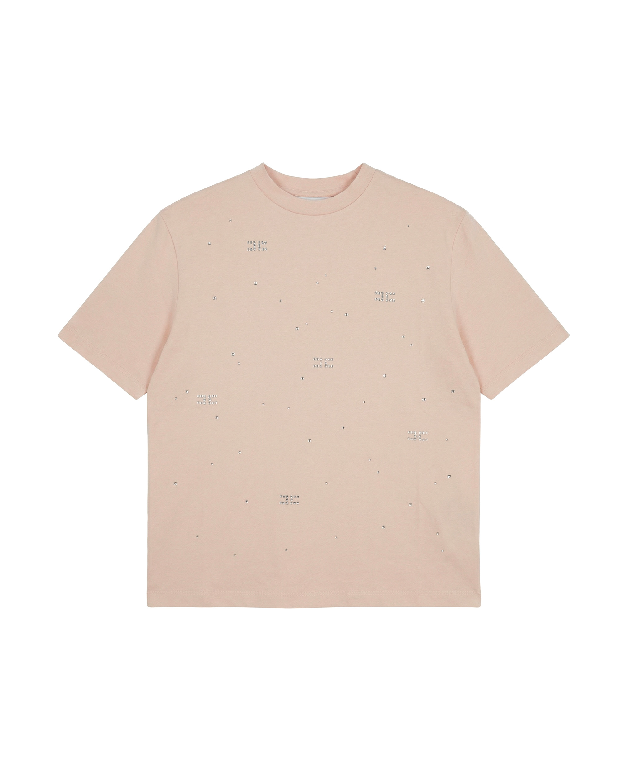 Elisabetta Franchi La Mia Bambina T-shirt Rosa con Strass Logo All-Over per Neonate