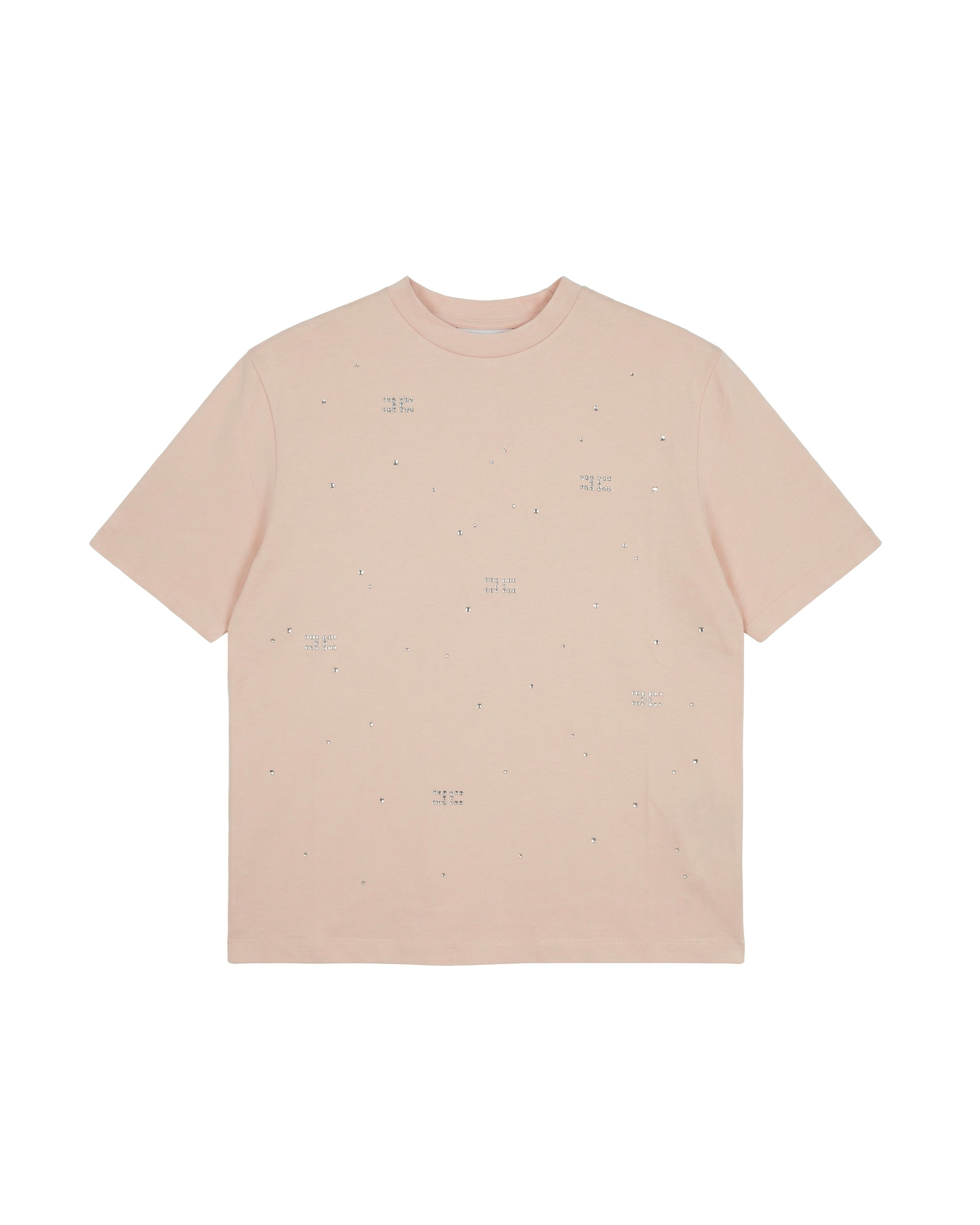 Elisabetta Franchi La Mia Bambina T-shirt Rosa con Strass Logo All-Over per Neonate