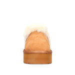 Colors of California Pantofole Tan Biscotto con Fascia in Finta Pelliccia Bianca per Bambine