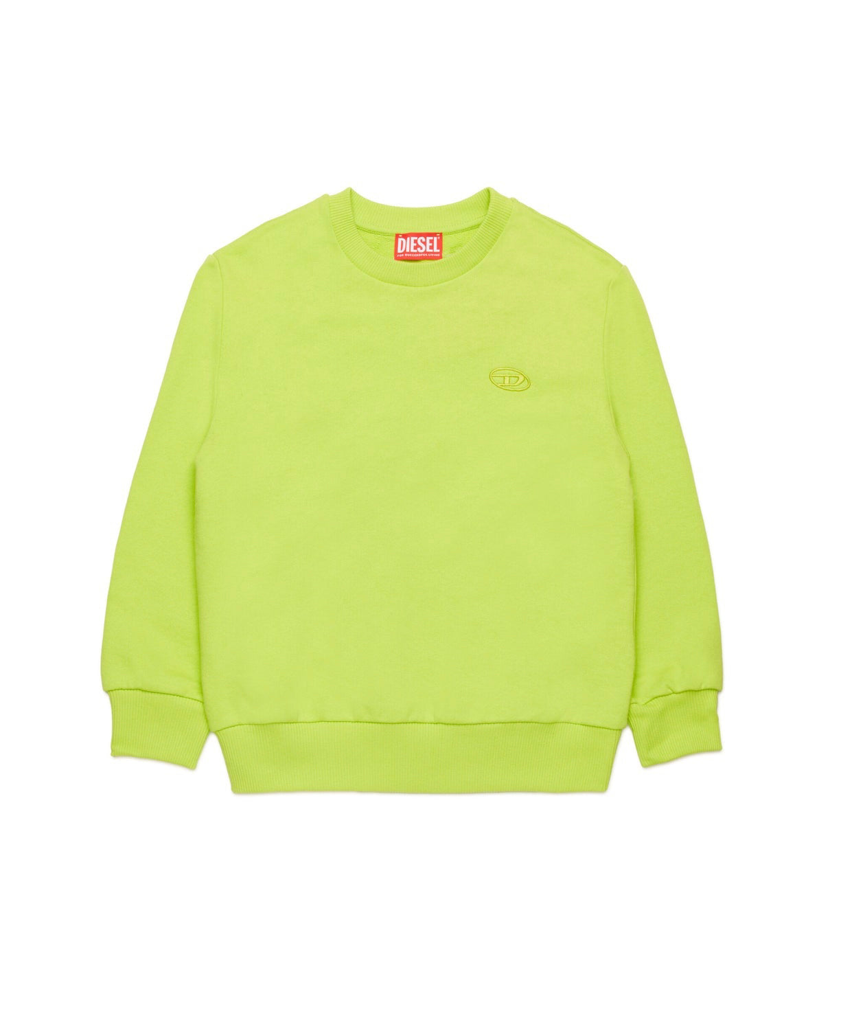 Diesel Kids Felpa Girocollo Verde Mela  con Macro D per Bambini