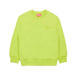 Diesel Kids Felpa Girocollo Verde Mela  con Macro D per Bambini