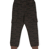 Moschino Kids Pantaloni Marroni in Tuta con Logo Monogram per Bambini