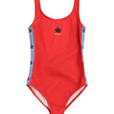 Dsquared2 Kids Costume Monokini Rosso con Bande per Bambine
