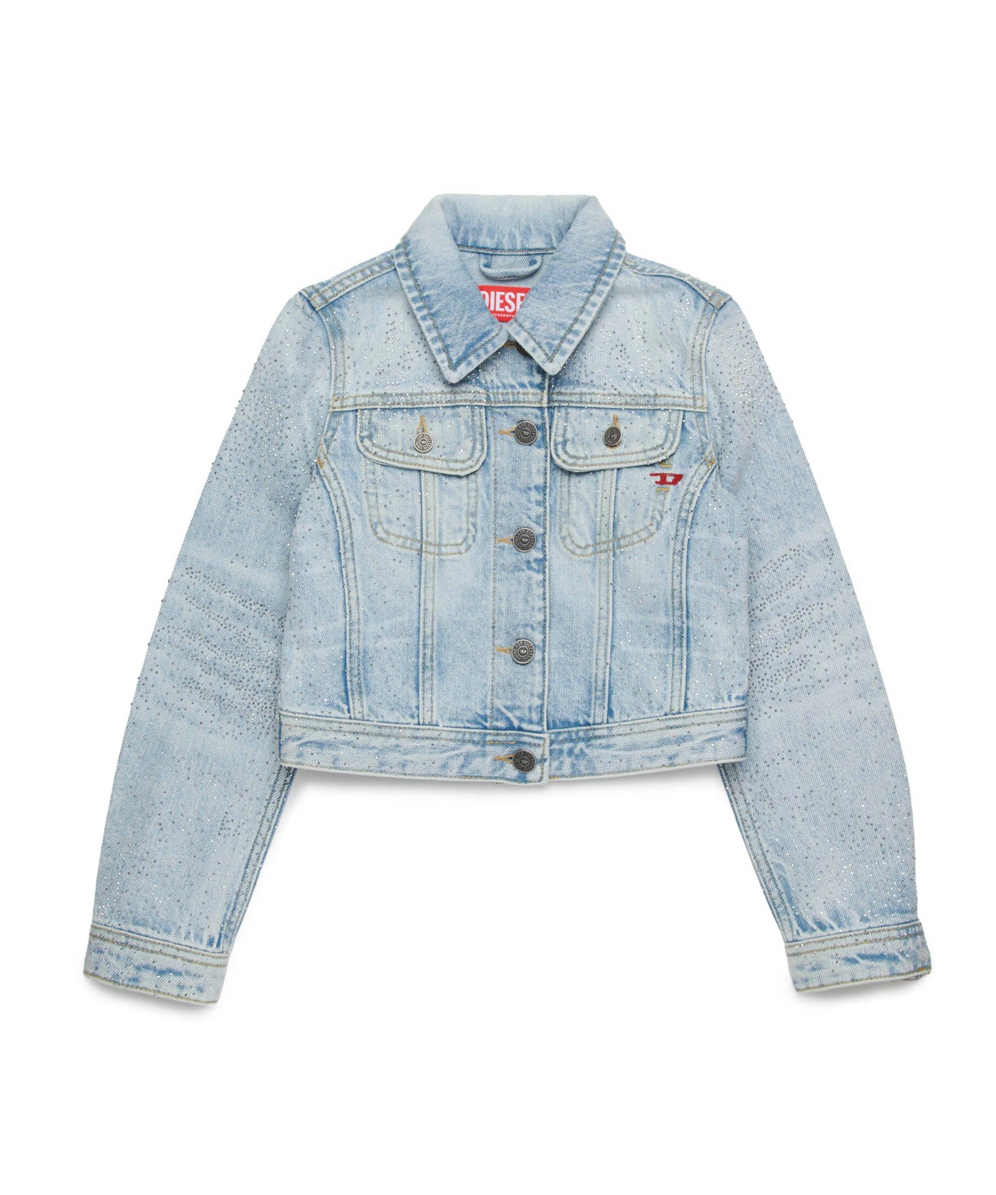 Diesel Kids Giubbino Jeans con Applicazione Strass per Bambine