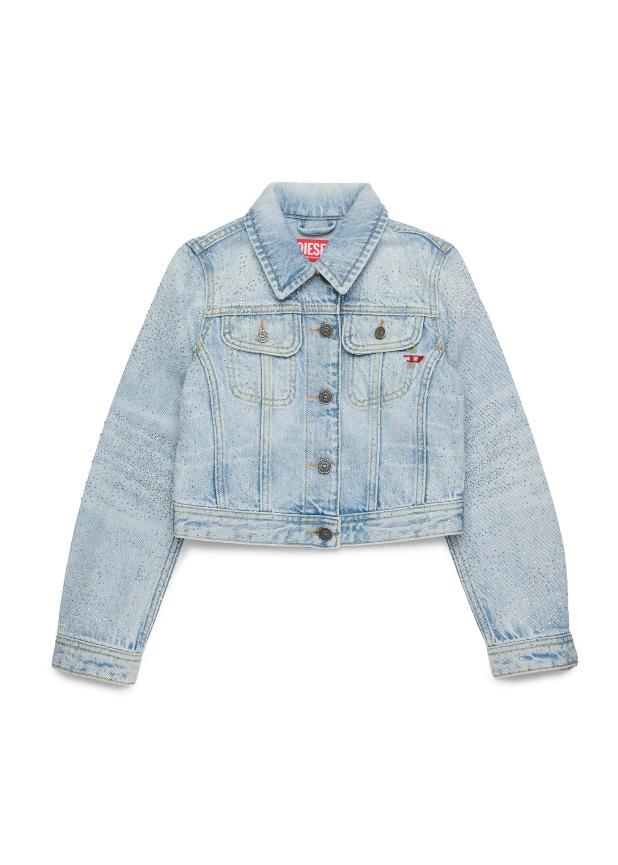 Diesel Kids Giubbino Jeans con Applicazione Strass per Bambine