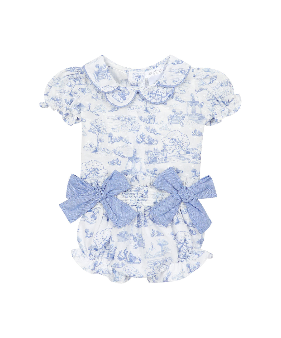 Deolinda Kids Completo Fantasia Celeste con Fiocchi per Neonate
