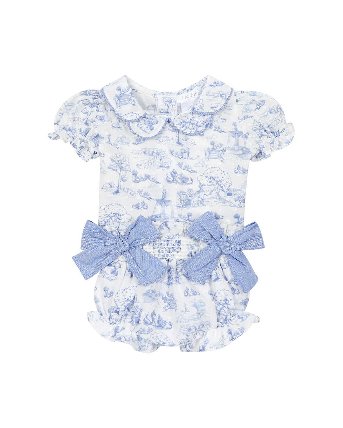 Deolinda Kids Completo Fantasia Celeste con Fiocchi per Neonate