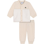 BOSS Kids Completo Beige con Giacca in Felpa e Teddy e Pantaloni con Placca Logo per Neonati