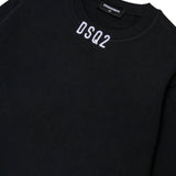 Dsquared2 Kids Felpa Girocollo Nera con DSQ2 per Bambini