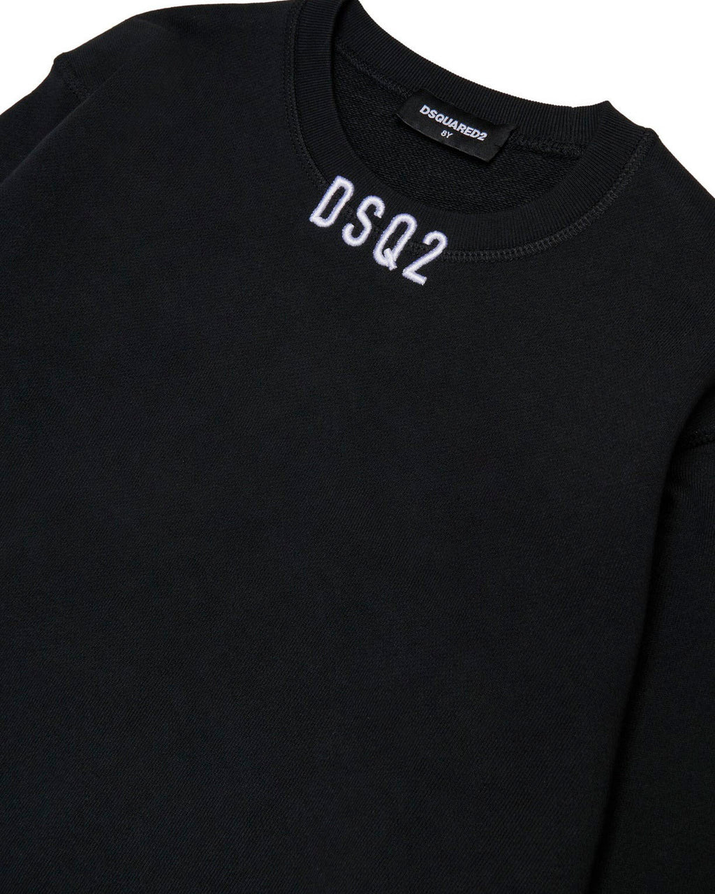 Dsquared2 Kids Felpa Girocollo Nera con DSQ2 per Bambini