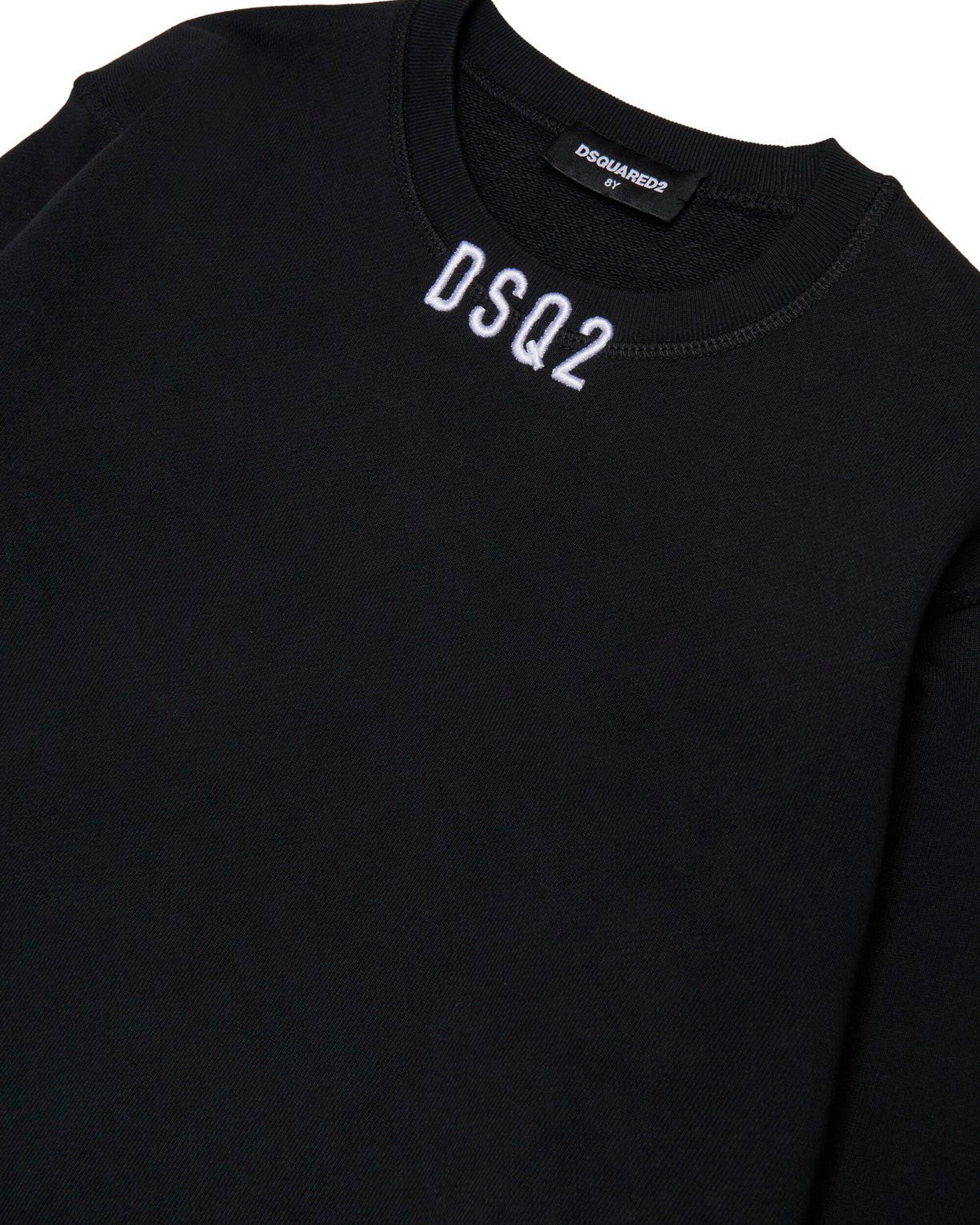 Dsquared2 Kids Felpa Girocollo Nera con DSQ2 per Bambini