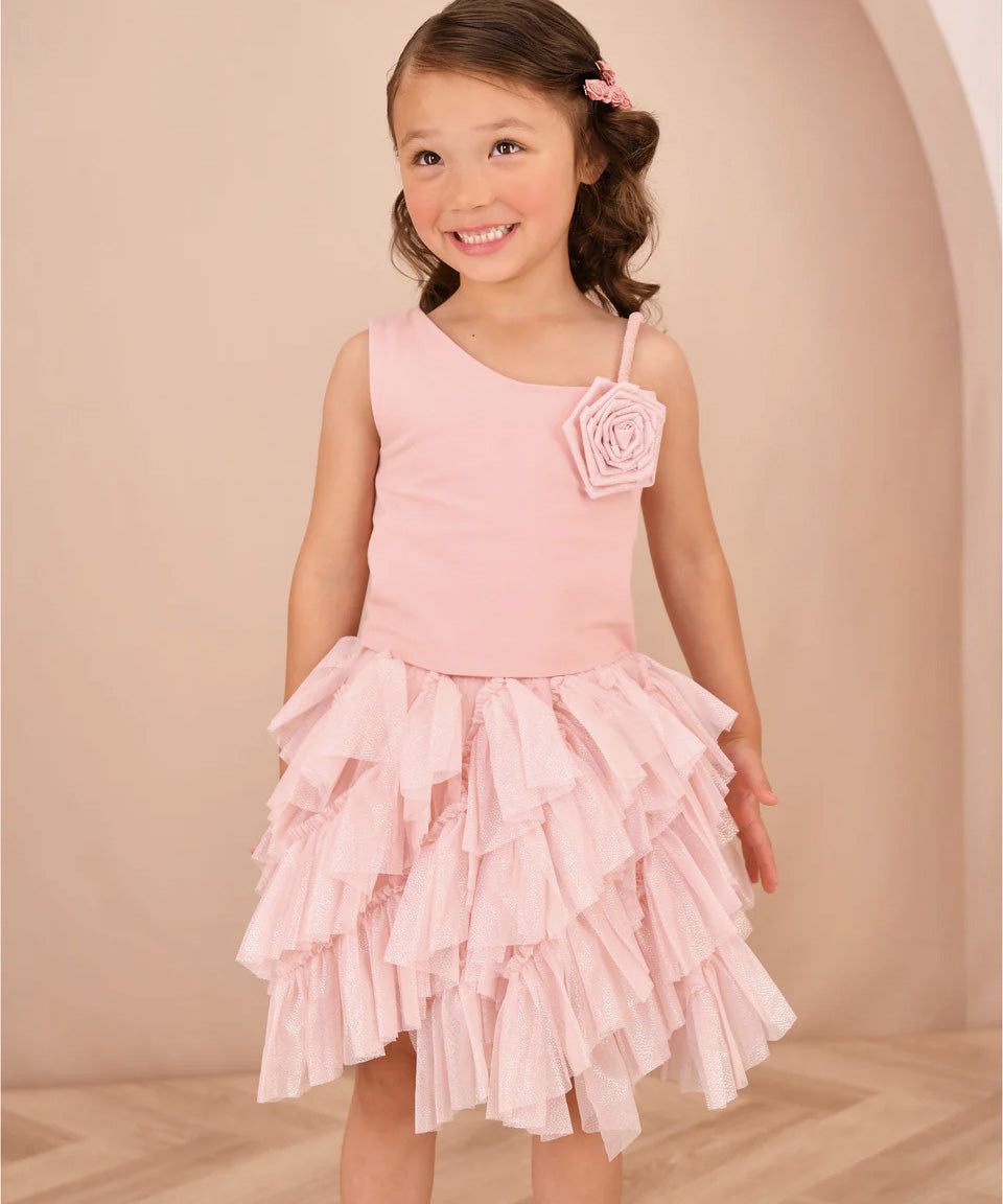 Angel's Face Kids Top Rosa con Applicazione Rosa per Bambine