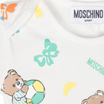 Moschino Kids Body Bianco con Stampa Teddy Bear per Neonati 
