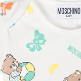 Moschino Kids Body Bianco con Stampa Teddy Bear per Neonati 