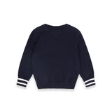 Iceberg Kids Maglione Girocollo Blu con Dettagli Logo a Contrasto e Polsini a Righe per Neonati