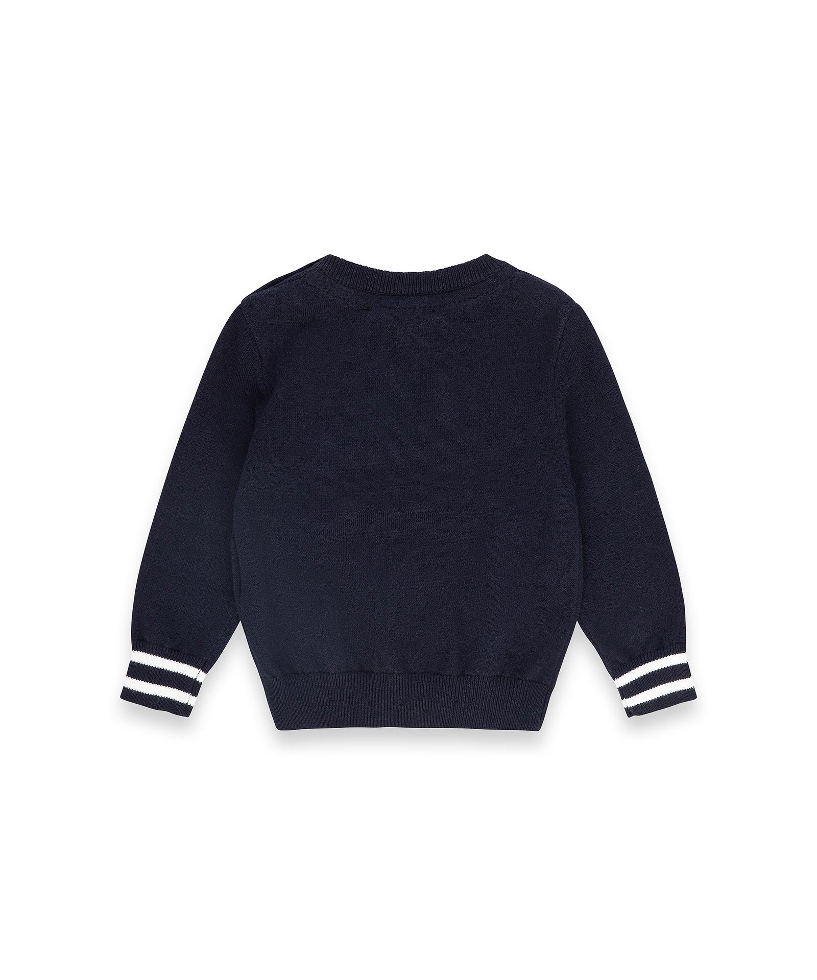 Iceberg Kids Maglione Girocollo Blu con Dettagli Logo a Contrasto e Polsini a Righe per Neonati