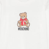 Moschino Kids Maglia Panna a Maniche Lunghe con Stampa Teddy Bear e Logo per Neonati
