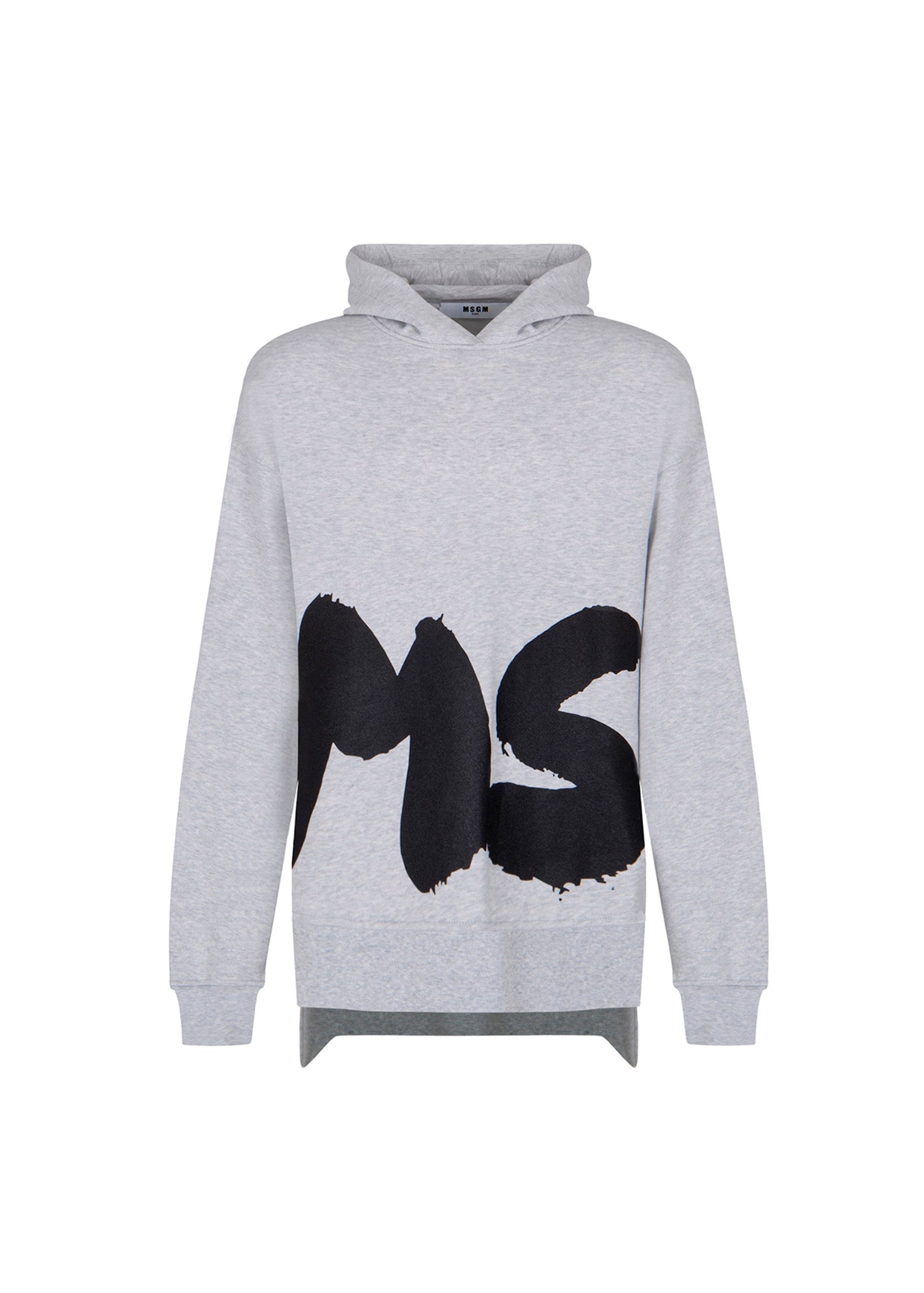 MSGM Kids Abito Grigio con Cappuccio con Logo per Bambine