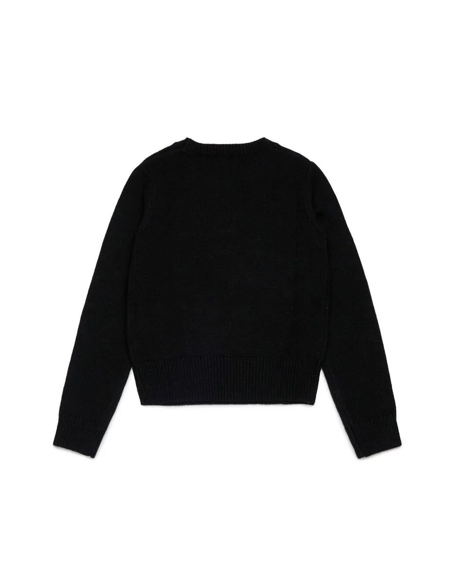 Diesel Kids Maglioncino Girocollo con Logo Frontale Oval D per Bambine