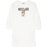 Moschino Kids Cream Dress with Logo Print for Girls