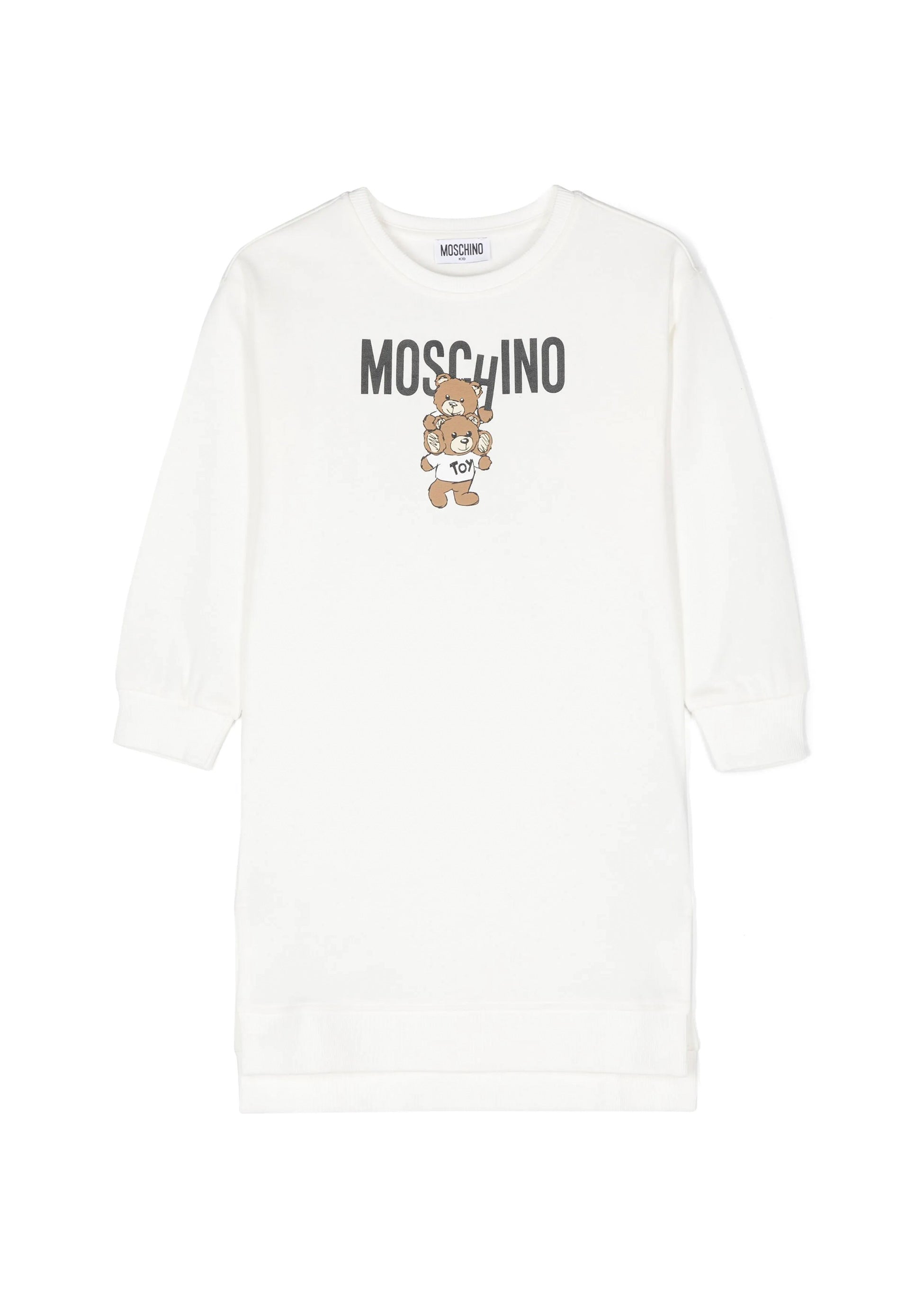 Moschino Kids Abito Panna con Stampa Logo per Bambine