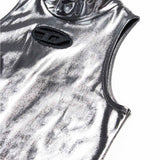 Diesel Kids Abito Argento Metallizzato con Oval D per Bambine