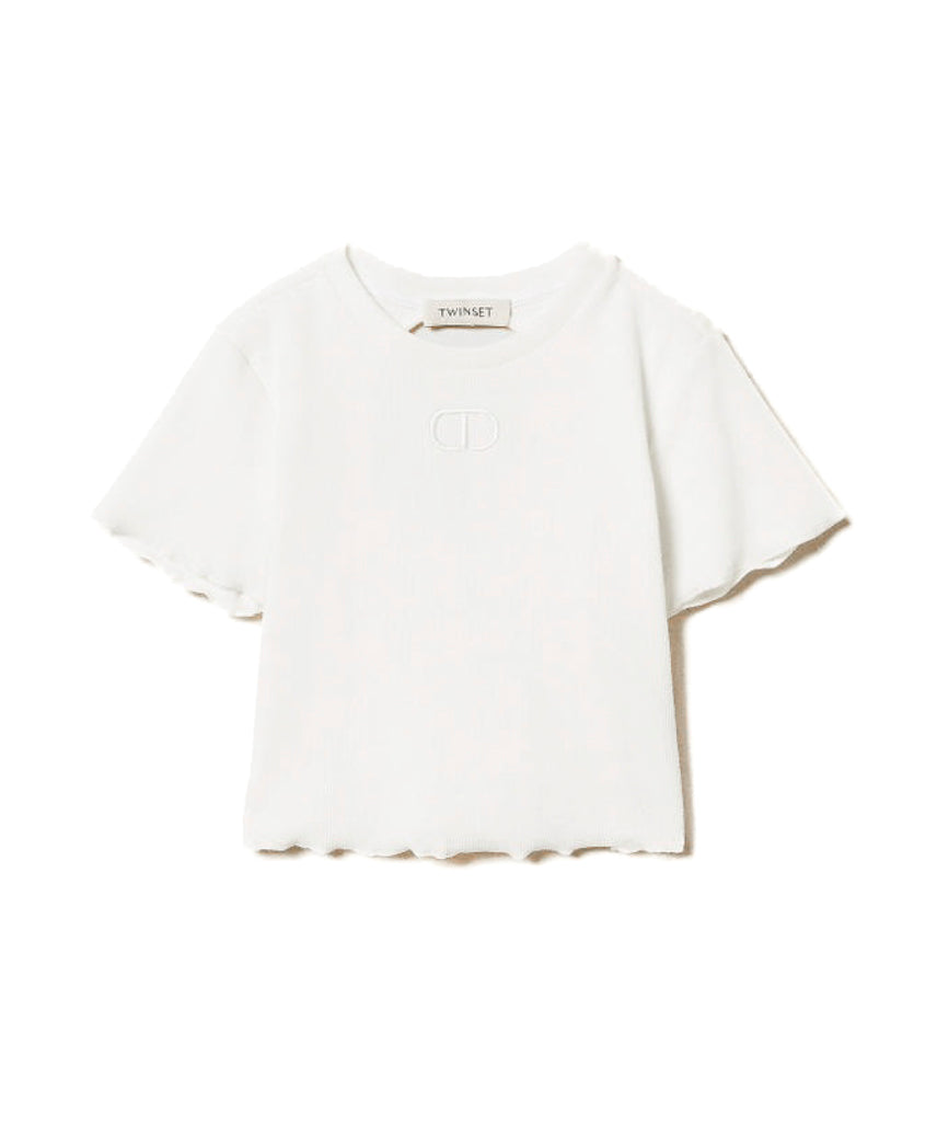 Twinset Kids T-shirt Bianca con Ricamo per Bambine
