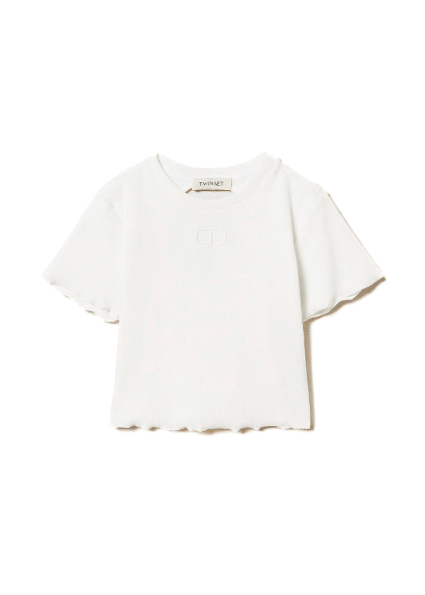 Twinset Kids T-shirt Bianca con Ricamo per Bambine