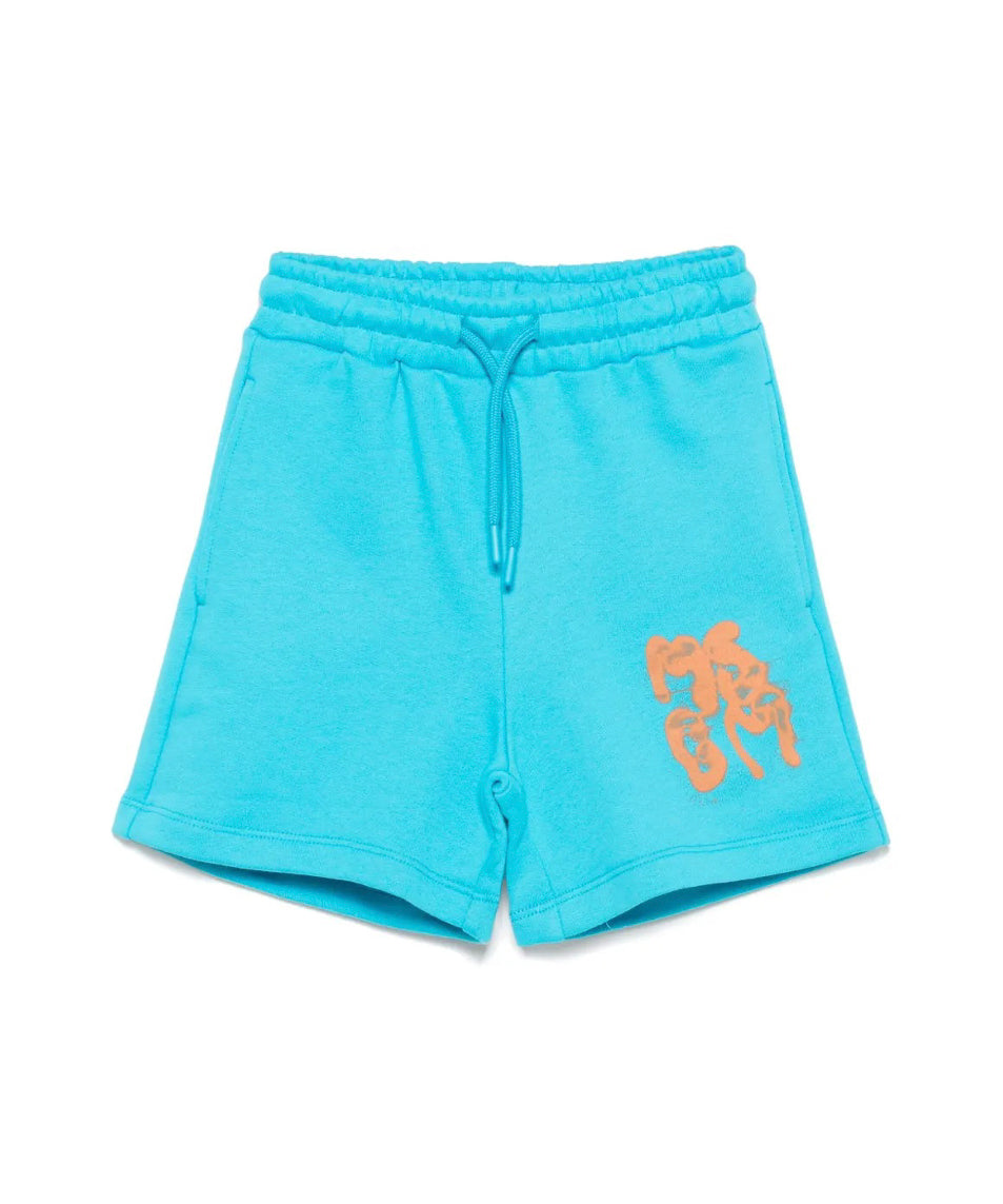 MSGM Kids Bermuda Turchese con Logo per Bambini (fronte)