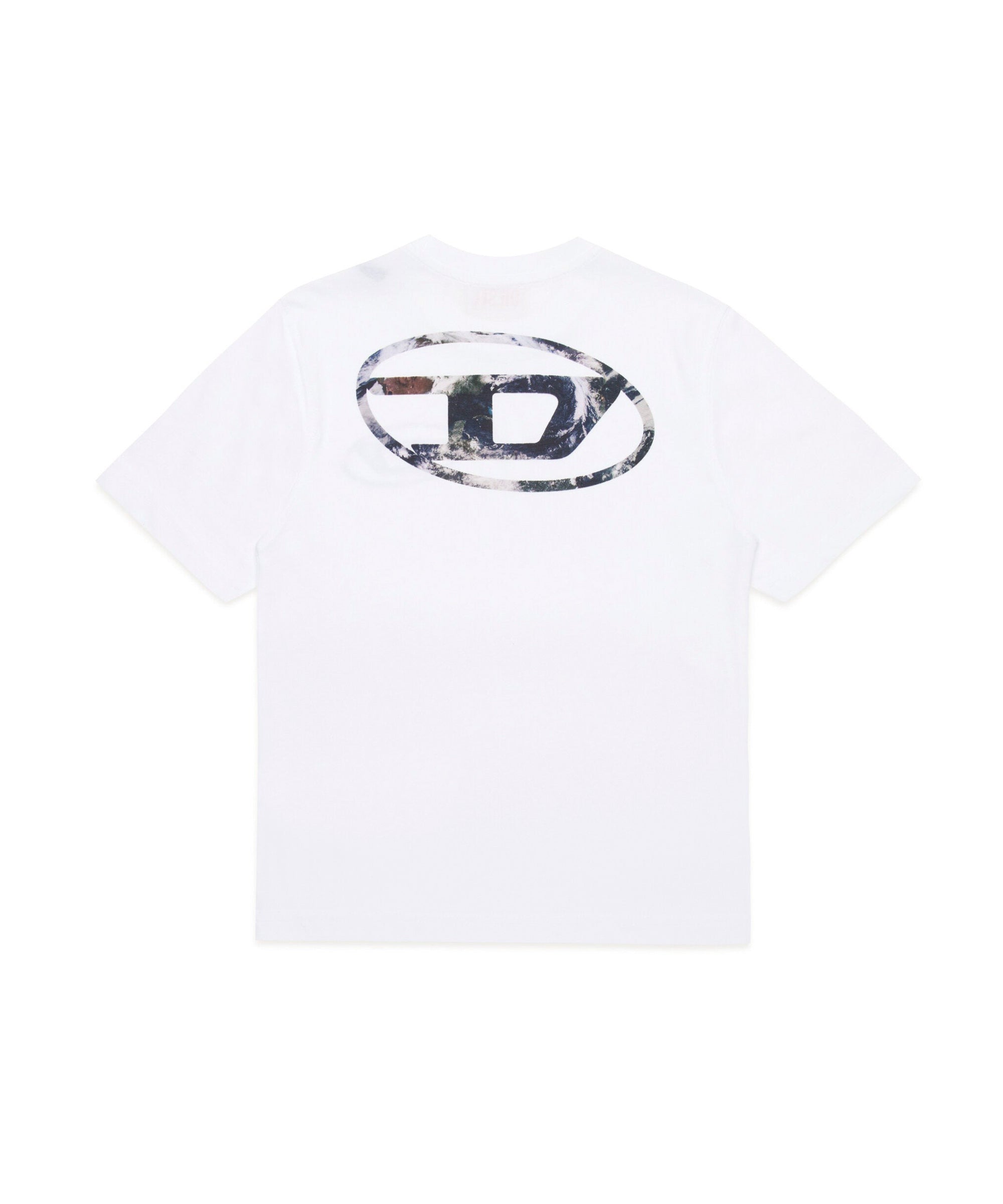 Diesel Kids T-shirt Bianca con Stampa Oval D per Bambini (retro)
