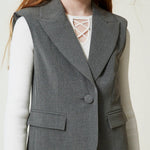 Twinset Kids Gilet Monopetto Grigio Melange per Bambine (dettaglio)