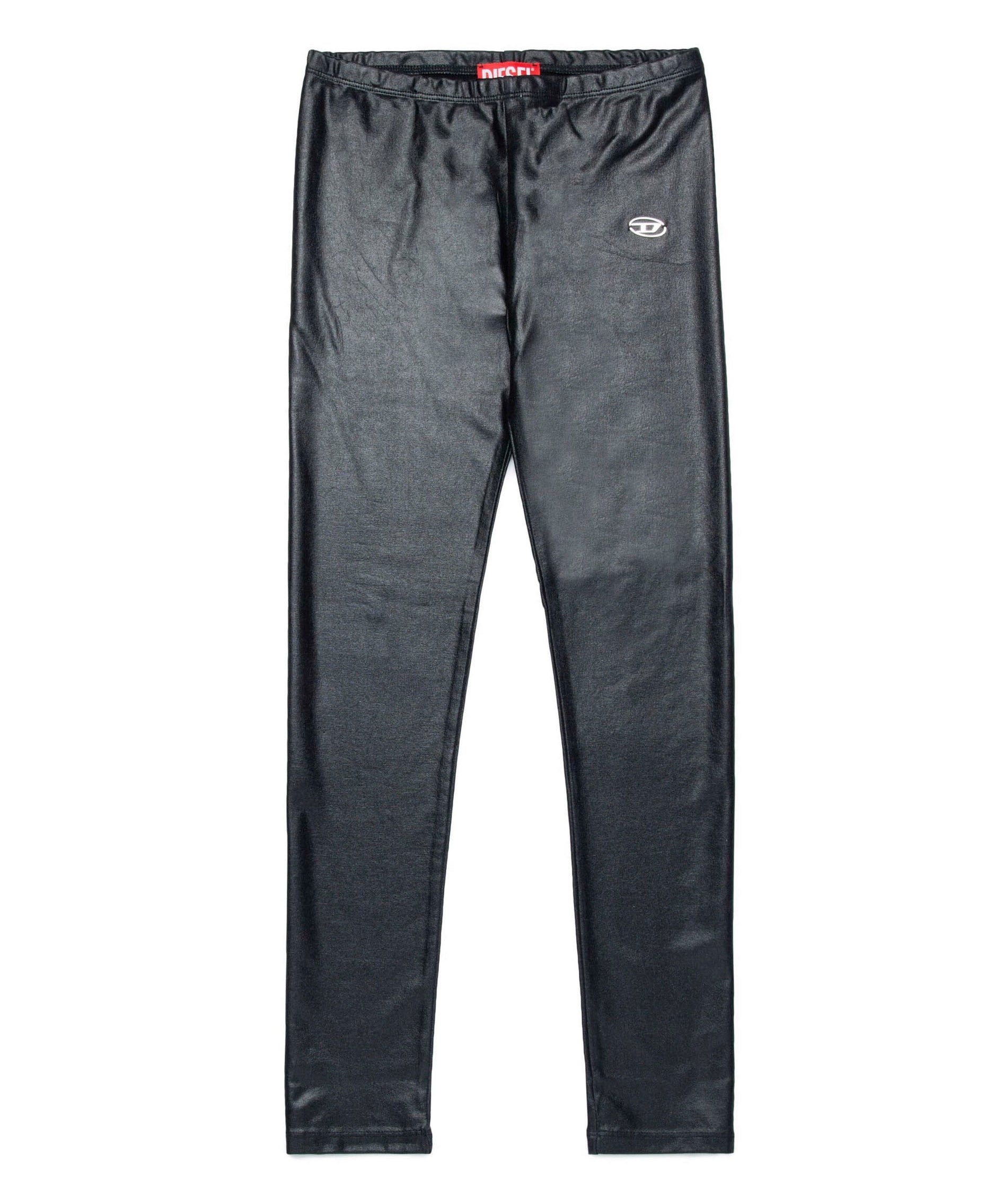 Diesel Kids Leggings in Pelle Neri per Bambine