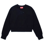 Diesel Kids Felpa Girocollo Nera con Logo Oval D per Bambine