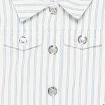 Moschino Kids Smanicato in Denim Bianco a Strisce con Teddy Bear per Neonate