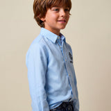 Roberto Cavalli Kids Camicia Celeste con Ricamo Logo per Bambino