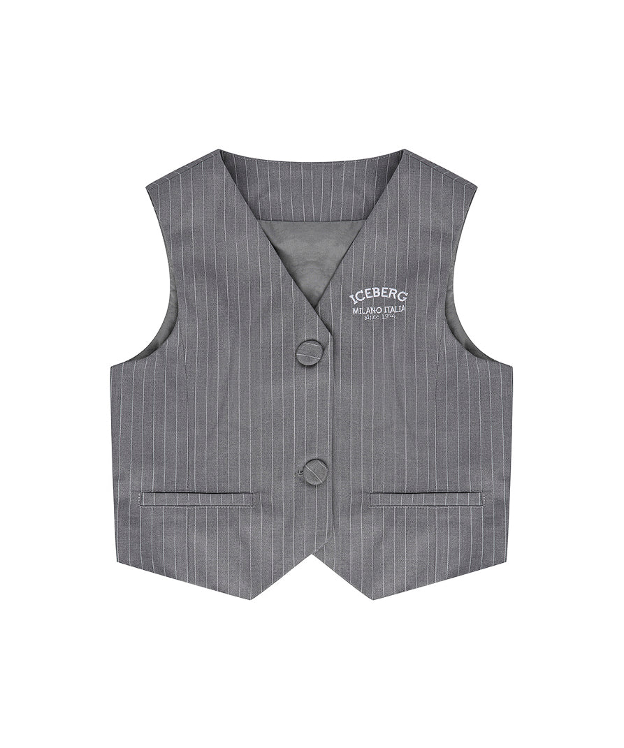 Iceberg Kids Gilet Gessato Grigio per Bambine