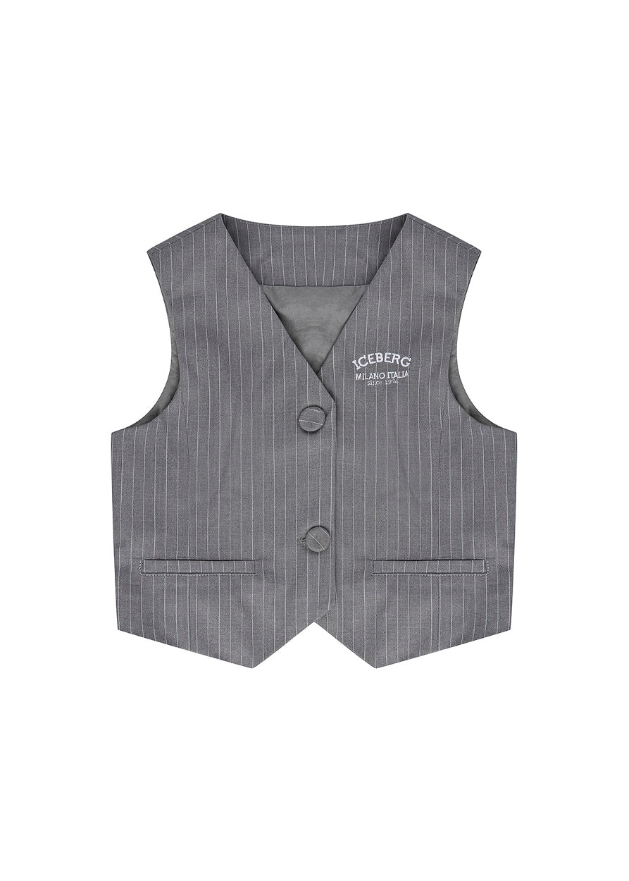Iceberg Kids Gilet Gessato Grigio per Bambine