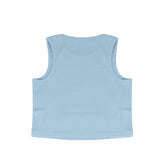 Patrizia Pepe Kids Top/Canotta Celeste a Coste con Logo in Strass per Bambine