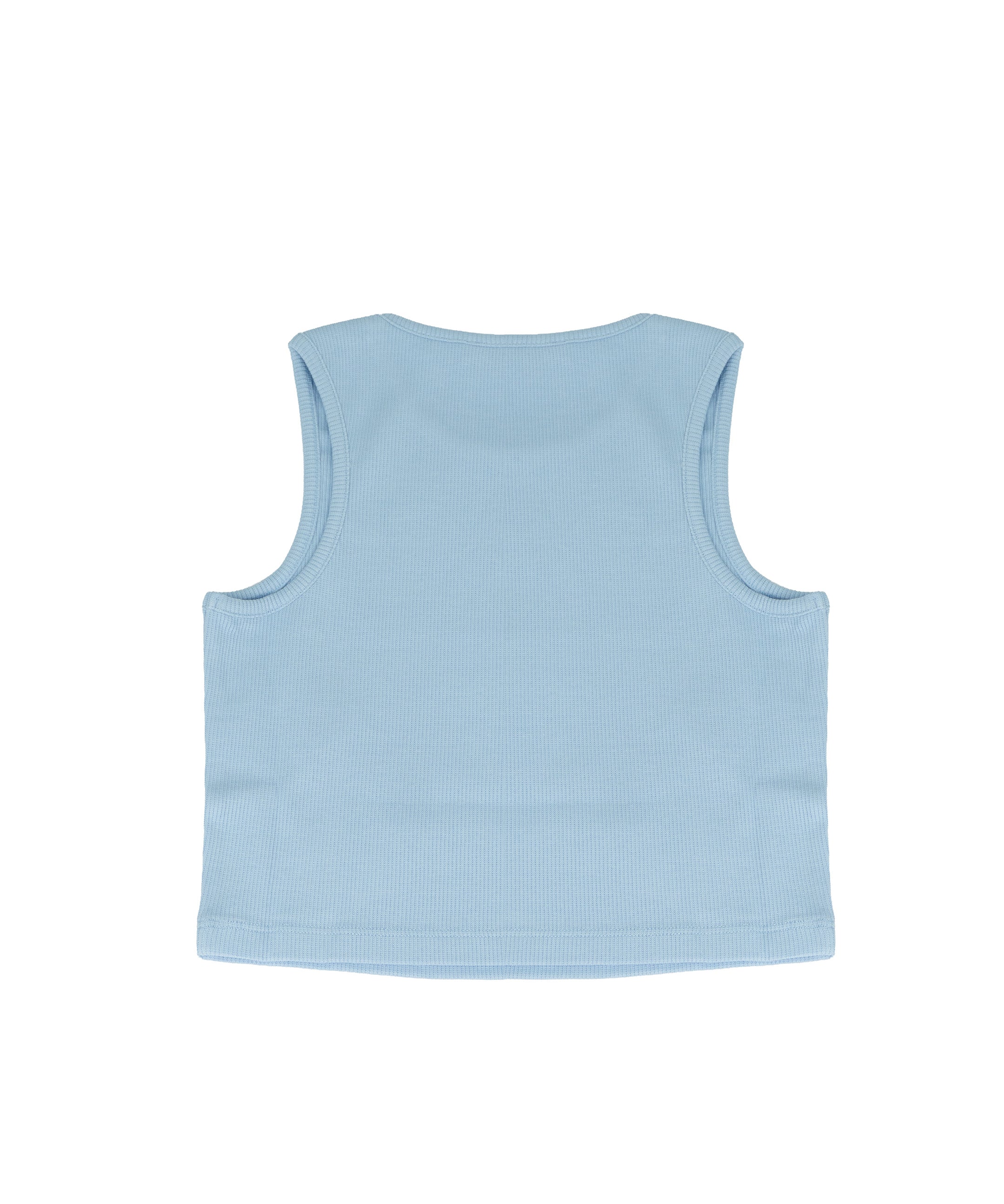 Patrizia Pepe Kids Top/Canotta Celeste a Coste con Logo in Strass per Bambine